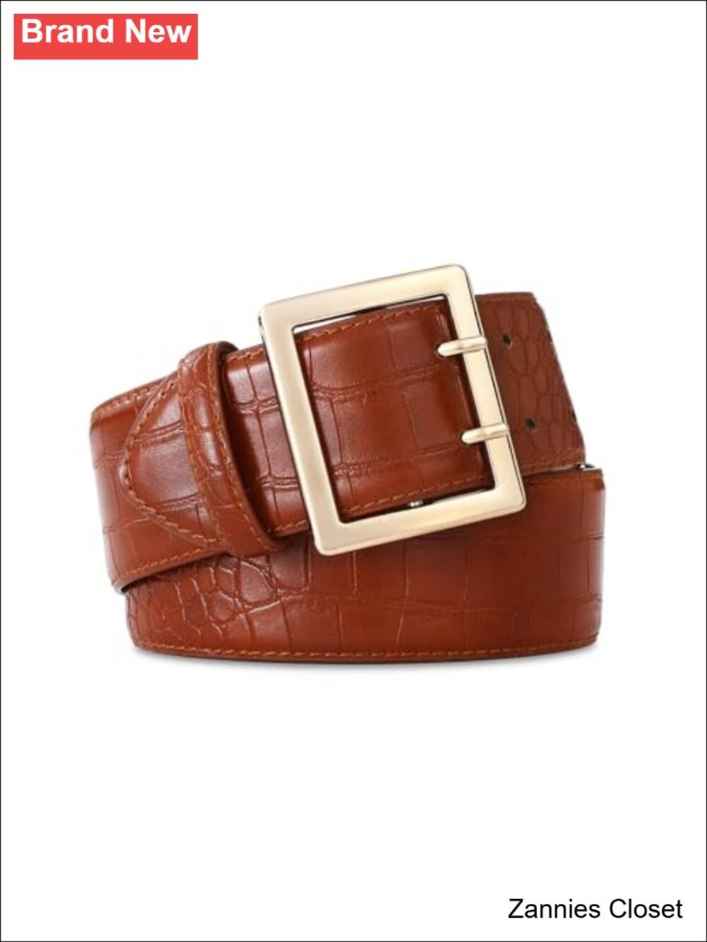 ✨ RISANTRY Wide Belt for Women PU Leather 2 Inch Gold Buckle Dress Belt